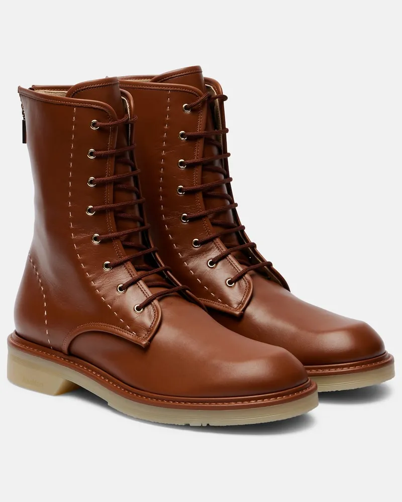 Max Mara Schnürstiefel Urbancombat aus Leder Braun