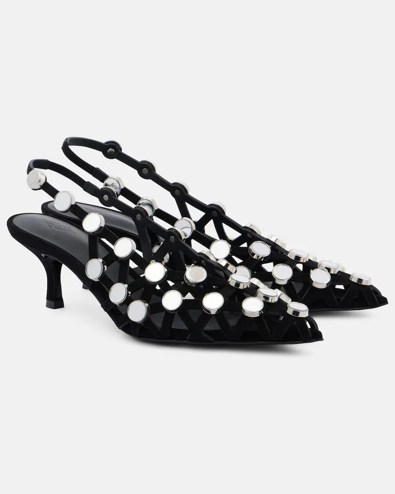 ATTICO Verzierte Slinback-Pumps aus Leder Schwarz