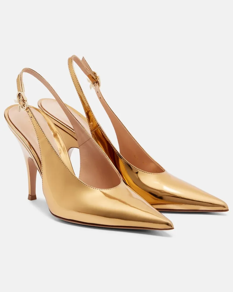 Gianvito Rossi Slingback-Pumps Sofia aus Metallic-Leder Gold
