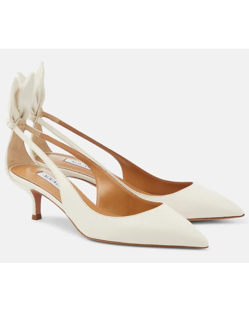 Aquazzura Pumps Bow Tie 50 aus Leder Weiss