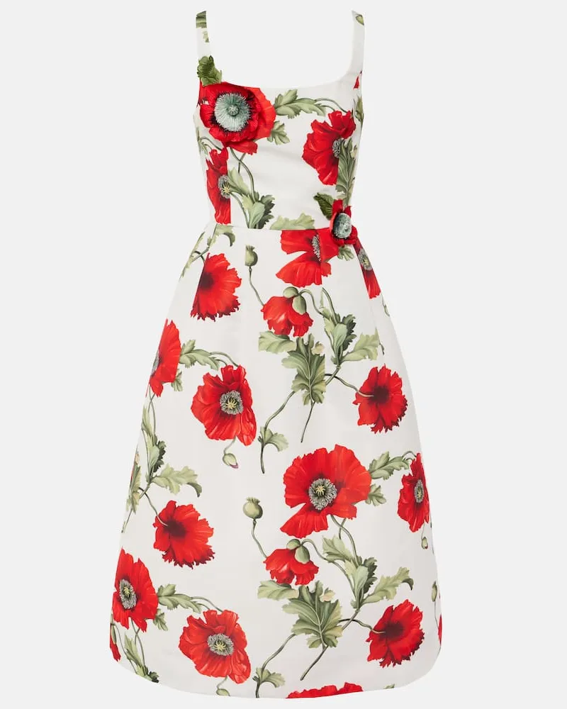 Oscar de la Renta Midikleid Poppy Weiß