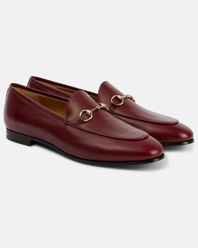 Gucci Loafers Gucci Jordaan Horsebit aus Leder Rot