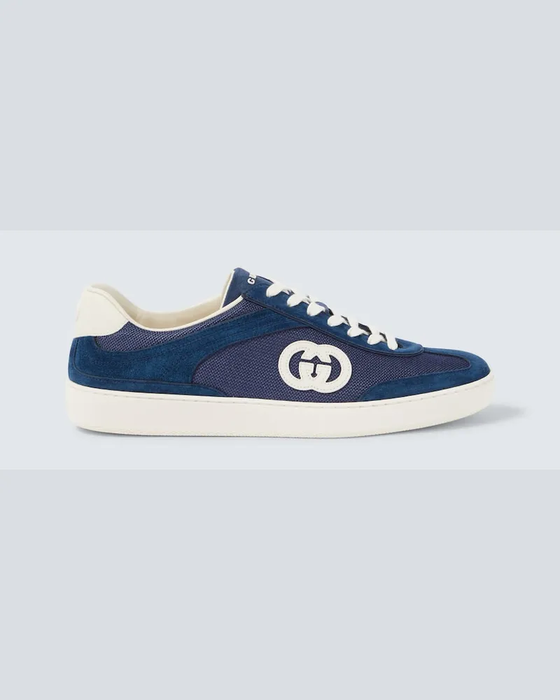 Gucci Sneakers G75 aus Veloursleder und Canvas Blau