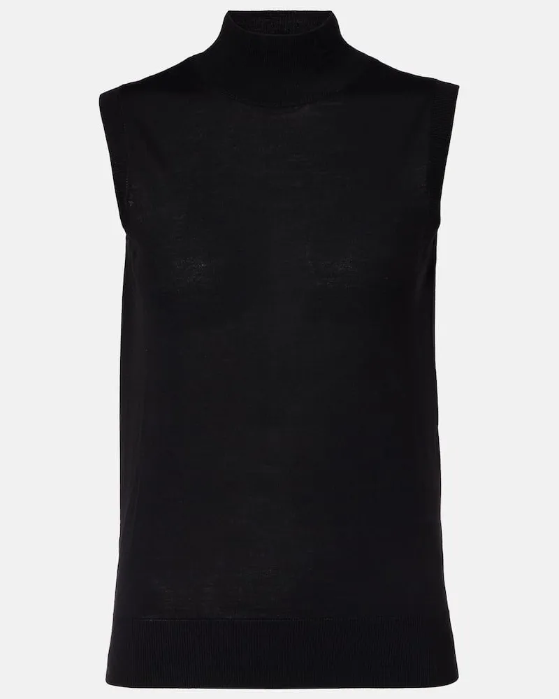 Max Mara Top Slalom aus Schurwolle Schwarz