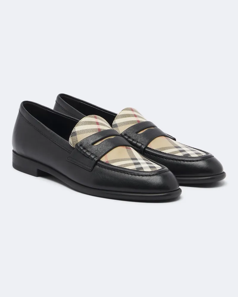 Burberry Loafers Burberry Check aus Leder Schwarz