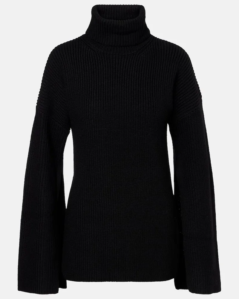 Totême Rollkragenpullover aus Wolle Schwarz