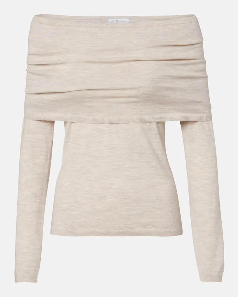 Max Mara Off-Shoulder-Pullover Faretra aus Kaschmir Beige
