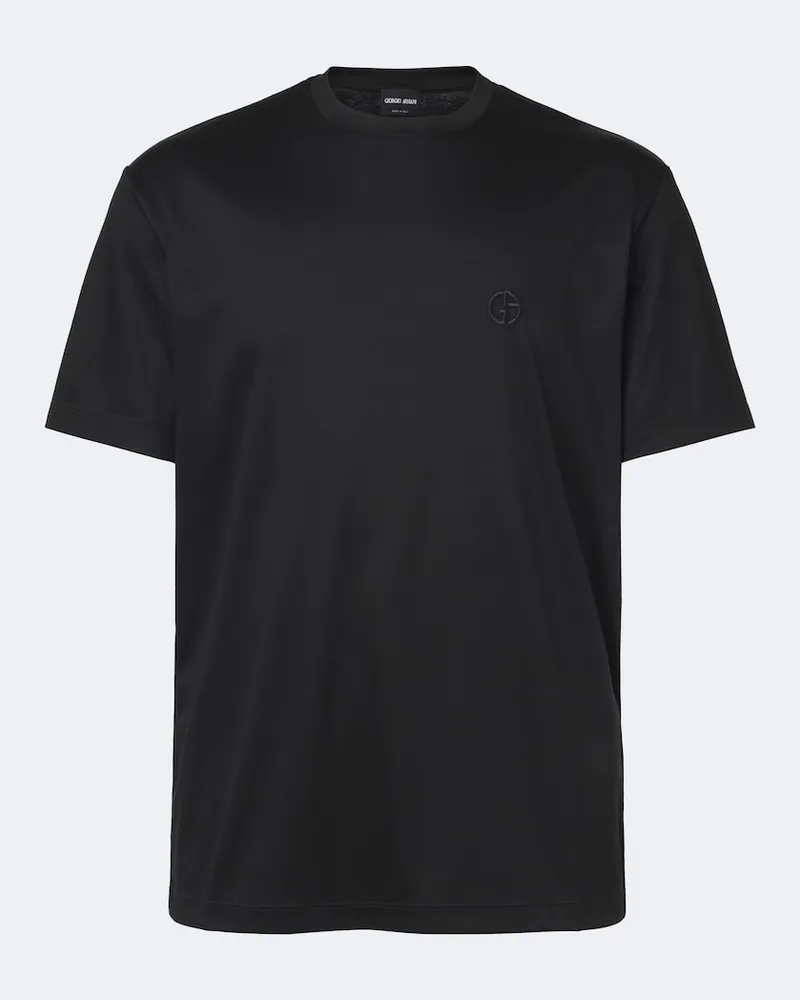 Giorgio Armani T-Shirt aus Baumwoll-Jersey Schwarz