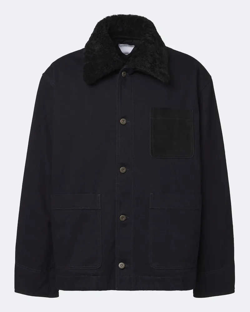 Bottega Veneta Jeansjacke mit Shearling Blau