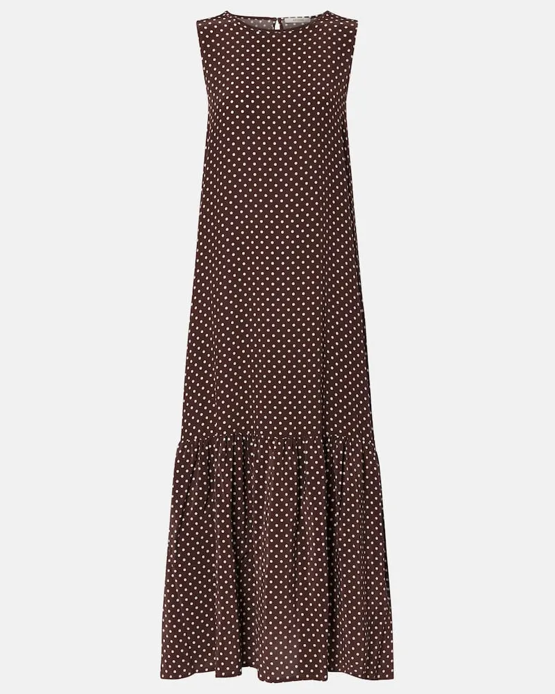 ASCENO Midikleid aus Seide Braun