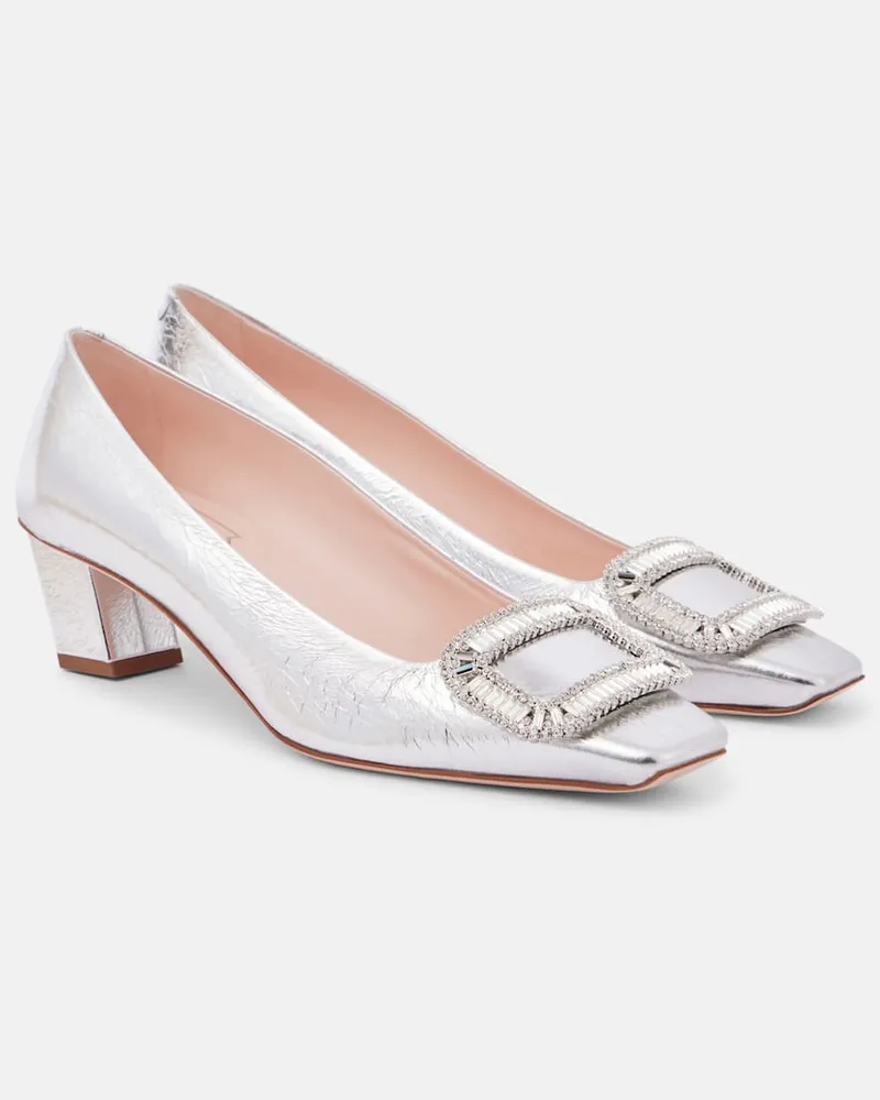 Roger Vivier Pumps Belle Vivier 45 aus Metallic-Leder Weiß