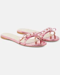 Giambattista Valli Verzierte Sandalen aus Metallic-Leder Pink