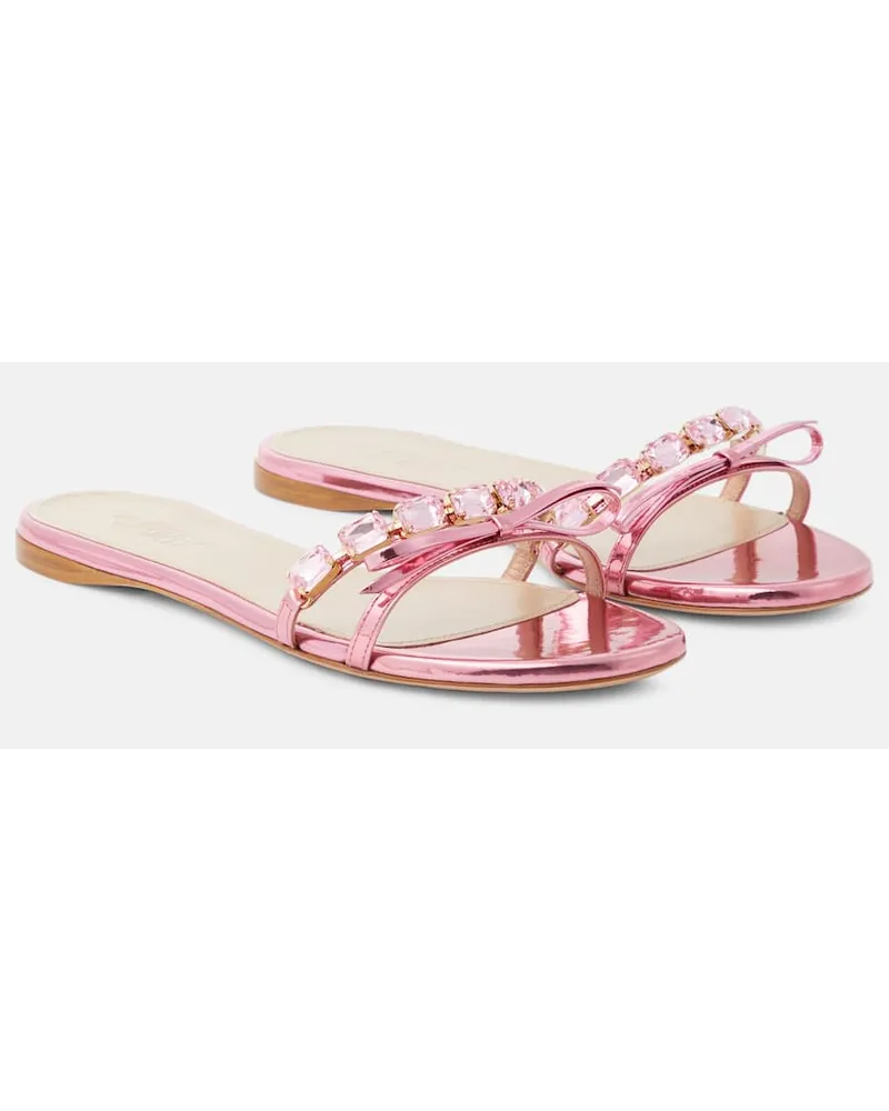 Giambattista Valli Verzierte Sandalen aus Metallic-Leder Pink