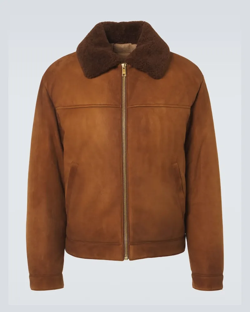 Prada Jacke aus Veloursleder mit Shearling Braun