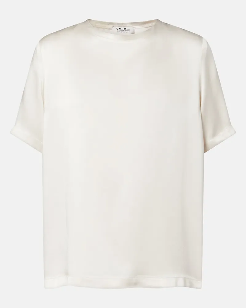 Max Mara T-Shirt aus Satin Weiß