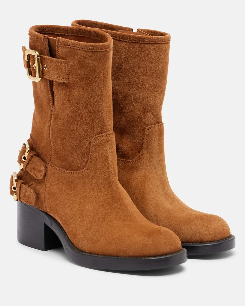 Chloé Chloé Bikerstiefel Dakota aus Veloursleder Braun