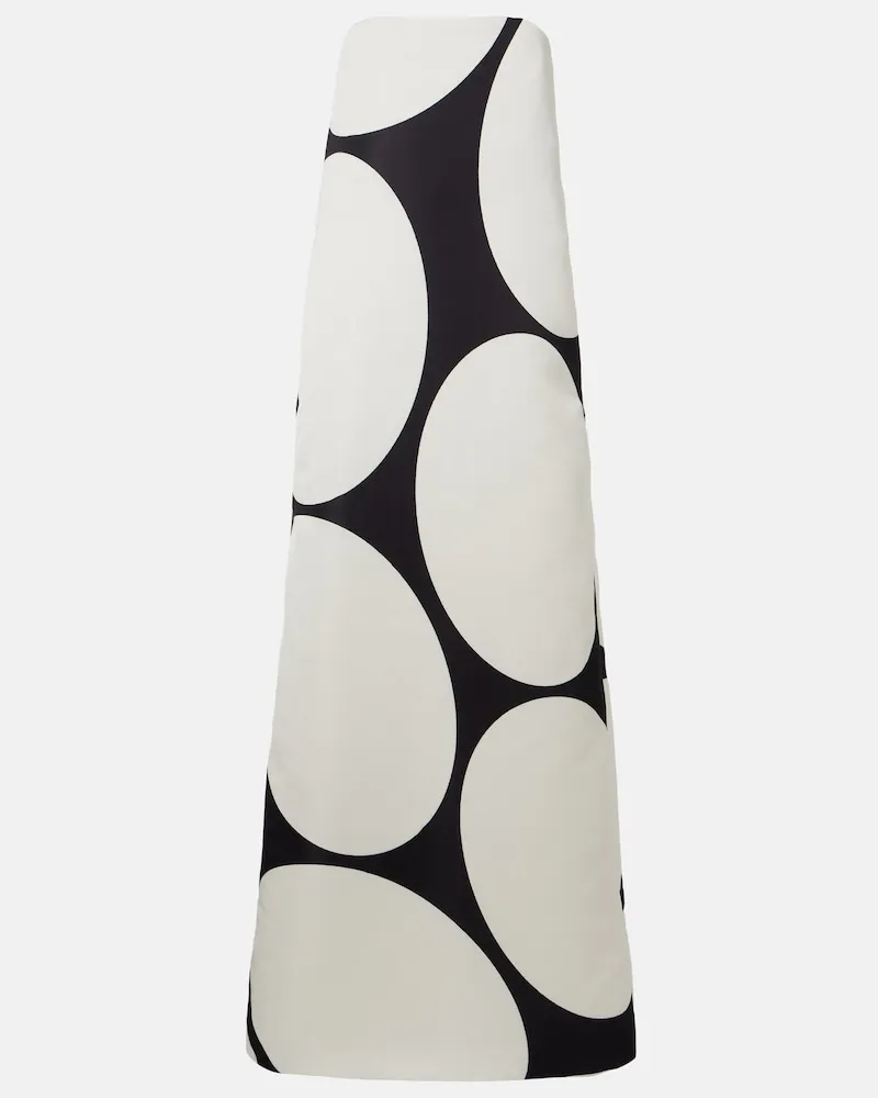 Dries van Noten Robe aus Satin mit Polka-Dots Schwarz