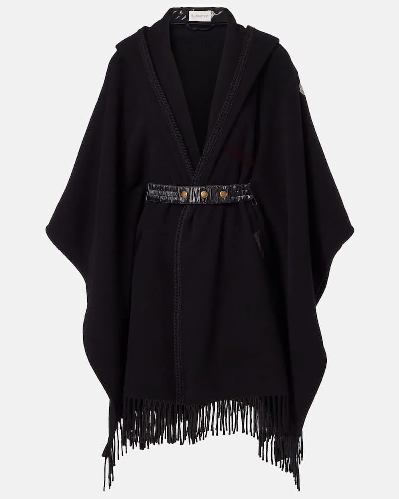 Moncler Cape aus Schurwolle Schwarz