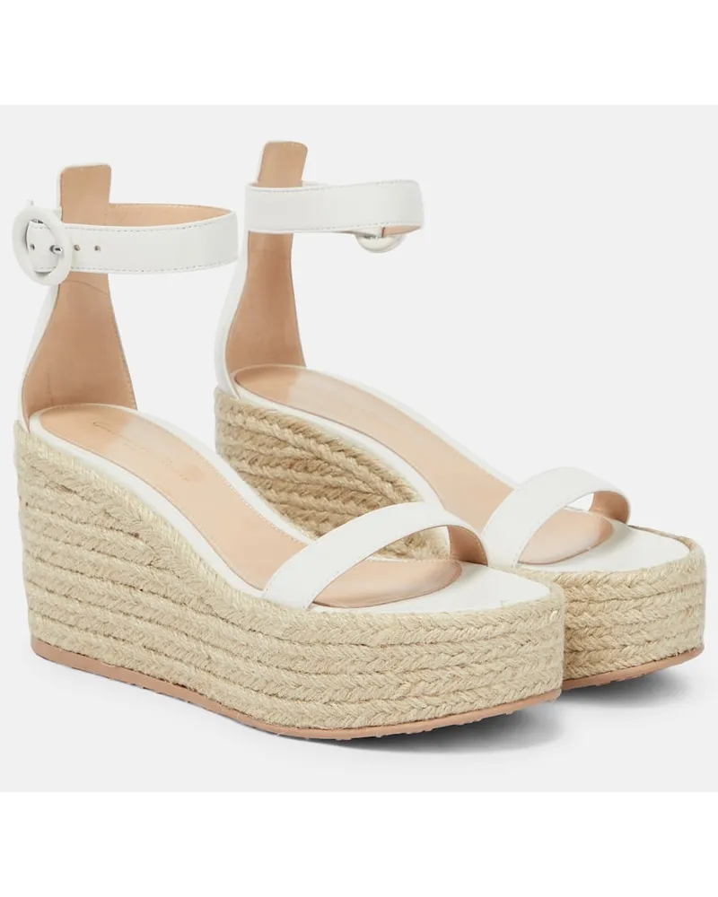 Gianvito Rossi Espadrille-Sandalen Portofino aus Leder Weiss