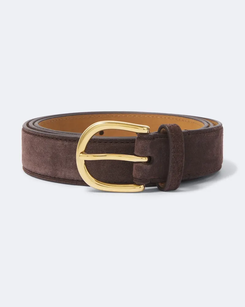 George Cleverley Gürtel aus Veloursleder Braun