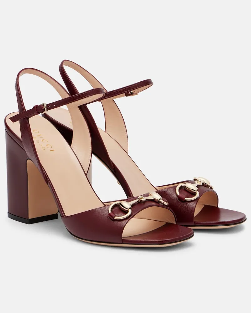 Gucci Sandalen Horsebit 95 aus Leder Burgunderrot