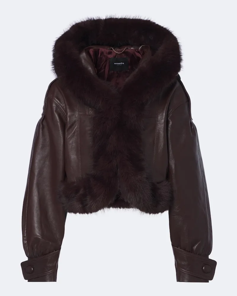 Retrofête Retrofête Cropped-Lederjacke Jia Braun