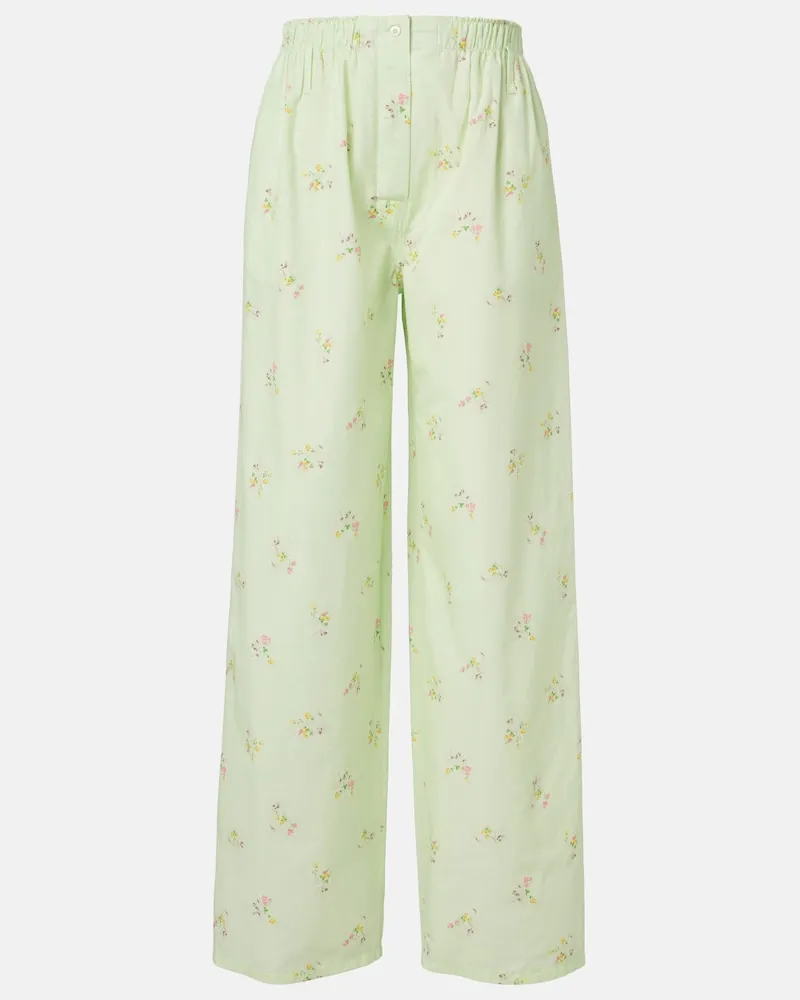 Prada Weite Hose aus Baumwolle Grün