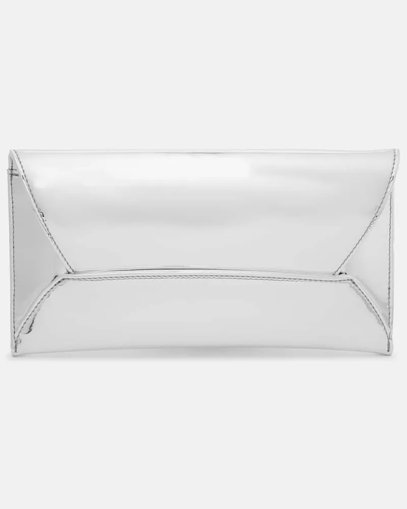 Aquazzura Clutch Envelope aus Metallic-Leder Silber