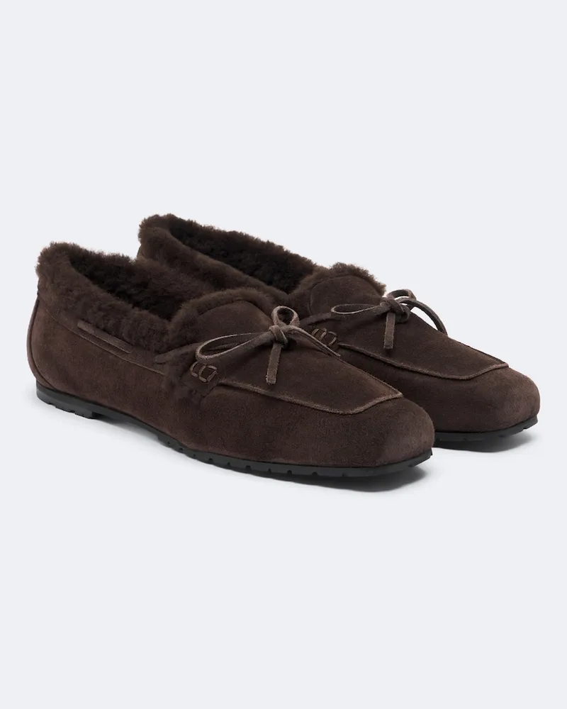 aeyde Segelschuhe Jasper mit Shearling Braun