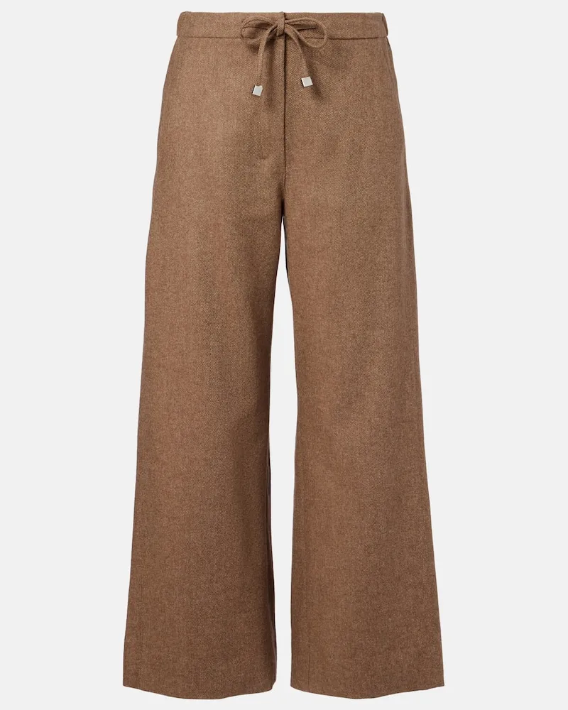 Max Mara Weite Hose Livio aus Wolle und Kaschmir Beige