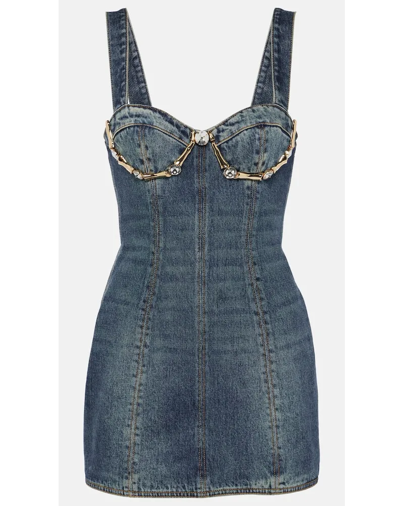 Area Verziertes Minikleid Claw aus Denim Blau