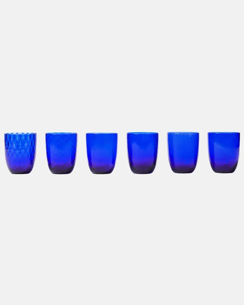 NasonMoretti Set Idra aus sechs Gläsern Blau