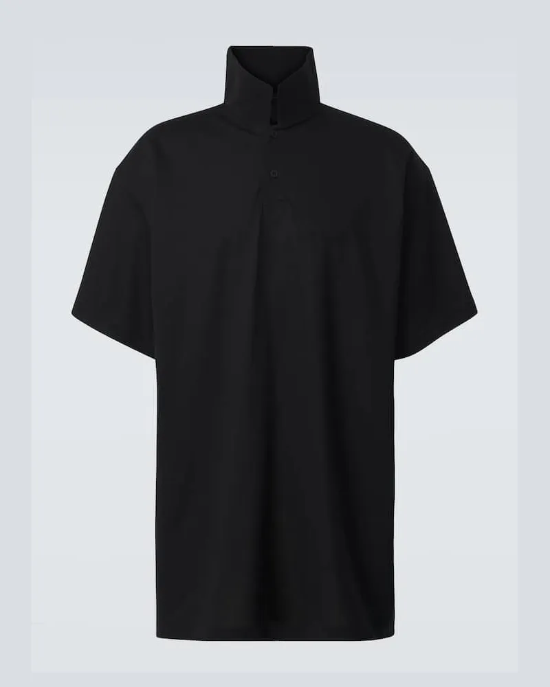 Balenciaga Polohemd BB Garderobe aus Baumwoll-Piqué Schwarz