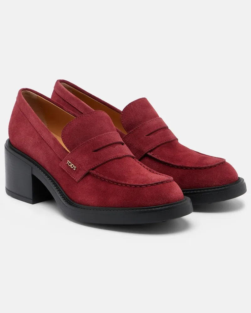 TOD'S Loafer-Pumps aus Veloursleder Burgunderrot