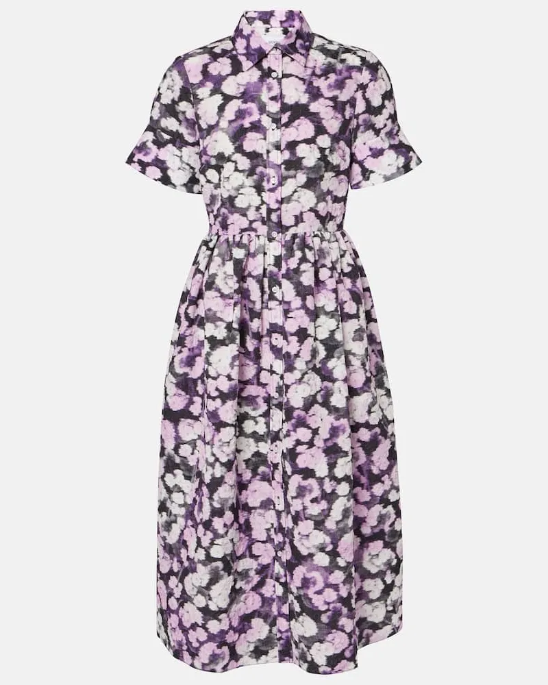 Erdem Bedrucktes Hemdblusenkleid Lila