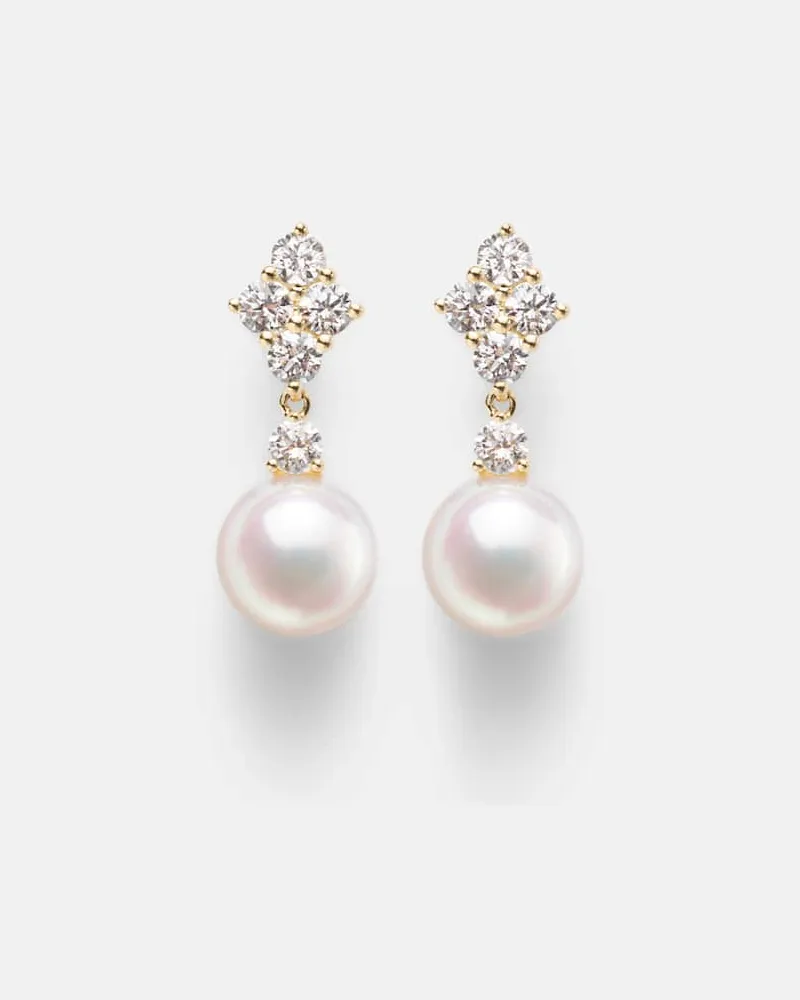 Mikimoto Ohrringe aus 18kt Gelbgold mit Diamanten und Südseeperlen Gold