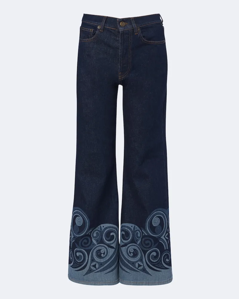 La DoubleJ Bedruckte Cropped Jeans Blau