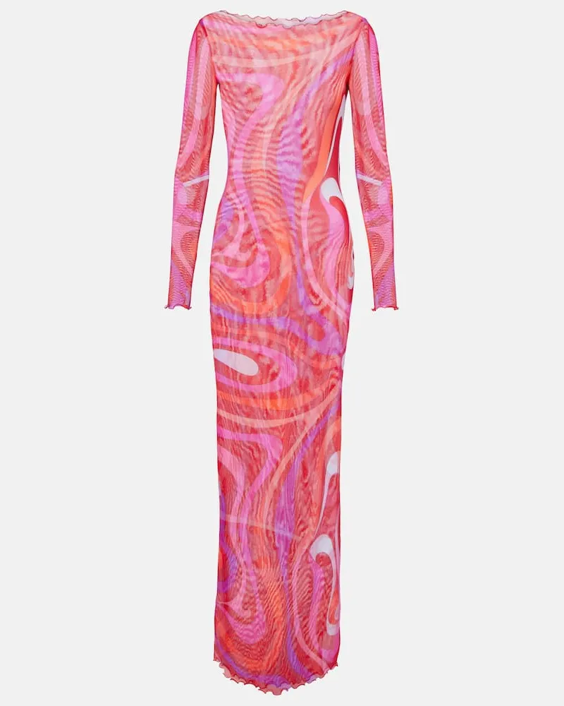 Emilio Pucci Maxikleid Marmo aus Tüll Multicolor
