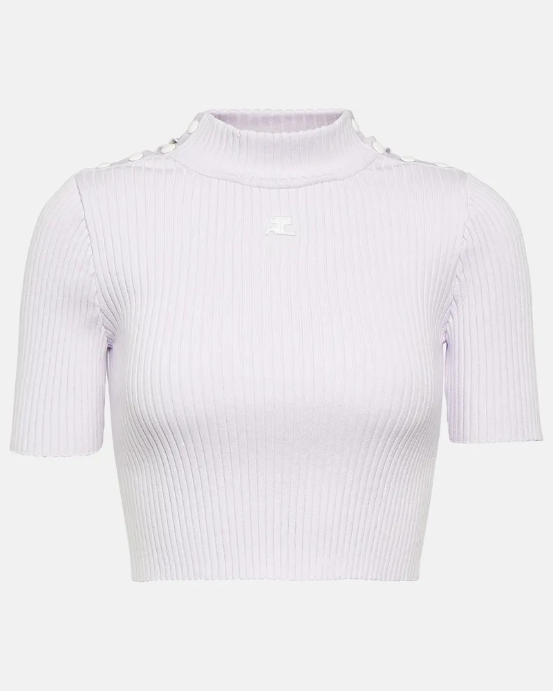 Courrèges Courrèges Cropped-Top aus Rippstrick Weiß