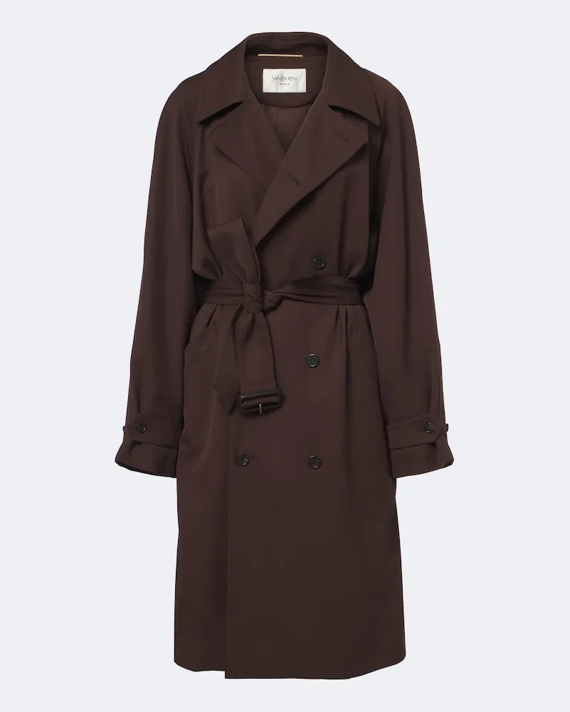 Saint Laurent Trenchcoat aus Wolle Braun