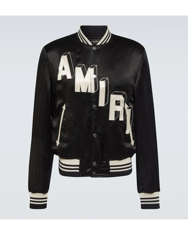 Amiri Collegejacke aus Satin Schwarz