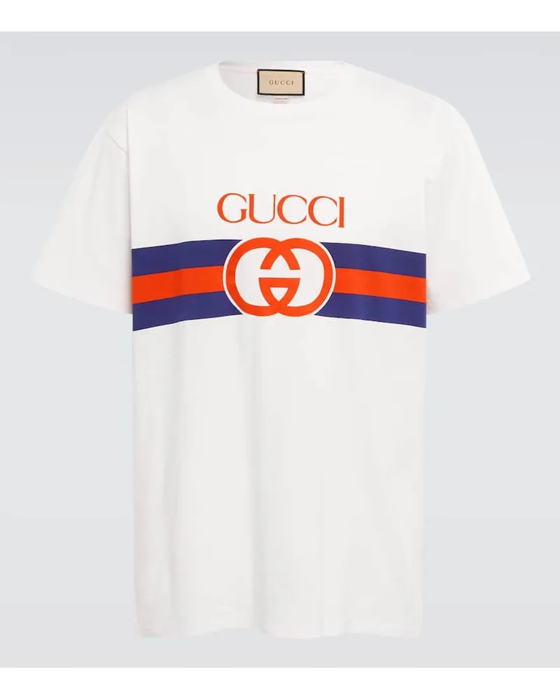 Gucci T-Shirt Interlocking G aus Baumwolle Weiss