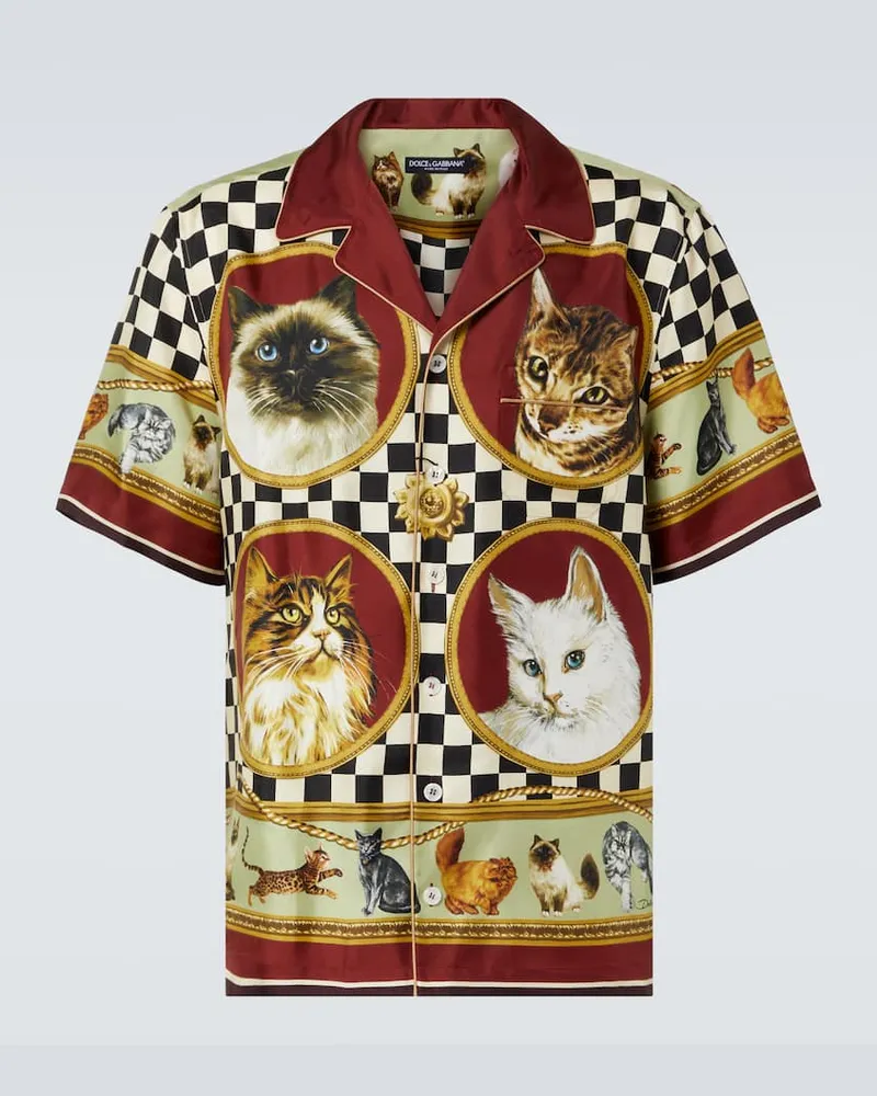 Dolce & Gabbana Hemd aus Seiden-Twill Multicolor