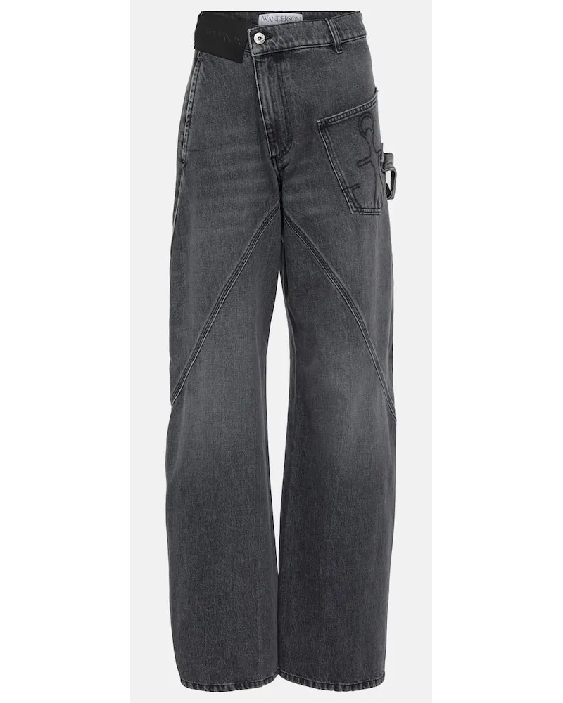 J.W.Anderson High-Rise Straight Jeans Twisted Grau