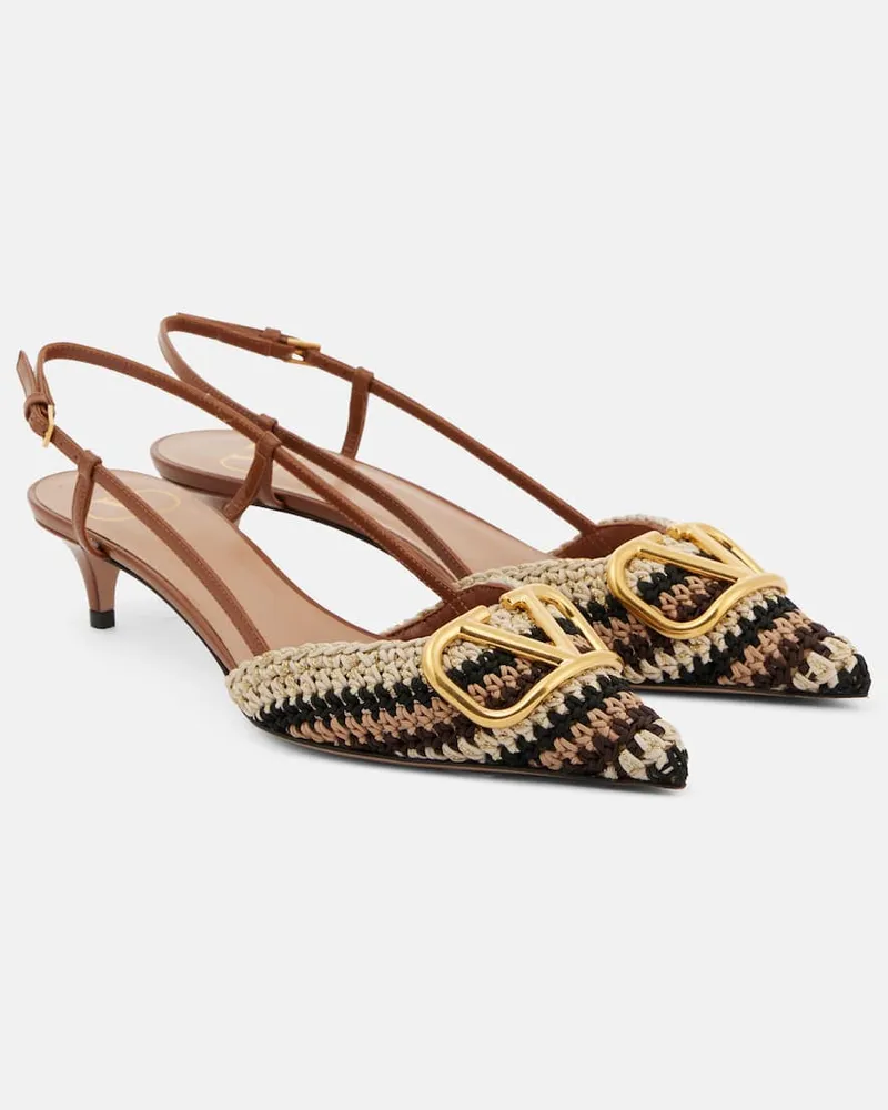 Valentino Garavani Slingback-Pumps VLogo Signature 40 aus Häkelstrick Multicolor