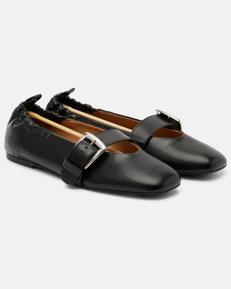 Ganni Mary-Jane-Ballerinas Buttergly Schwarz