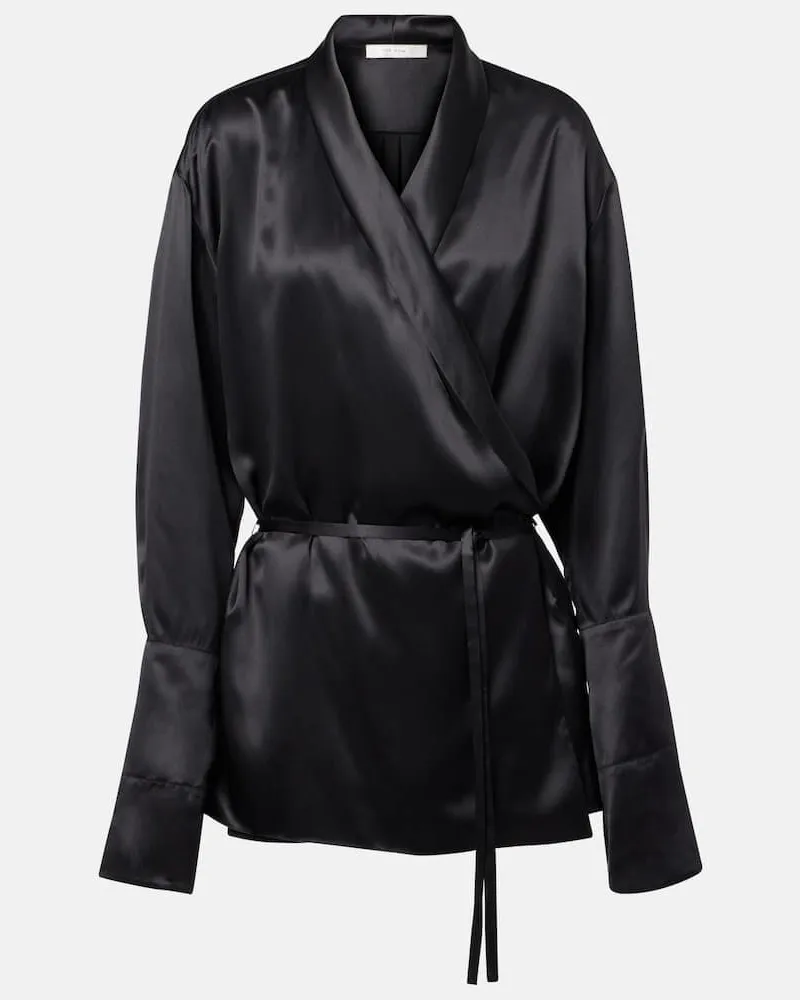 The Row Wickeltop Eivie aus Seidensatin Schwarz