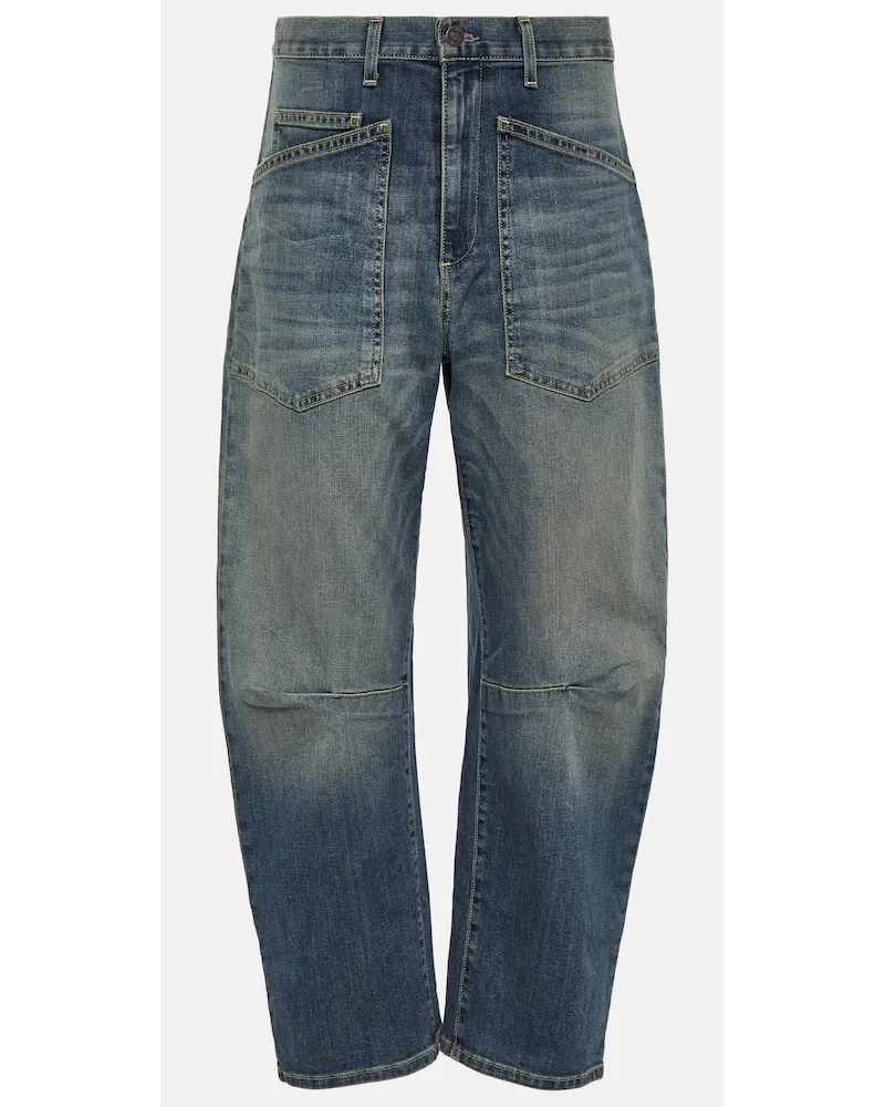 Nili Lotan High-Rise Barrel Jeans Shon Blau