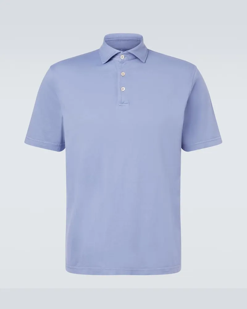 Fedeli Polohemd Zero aus Baumwoll-Jersey Blau