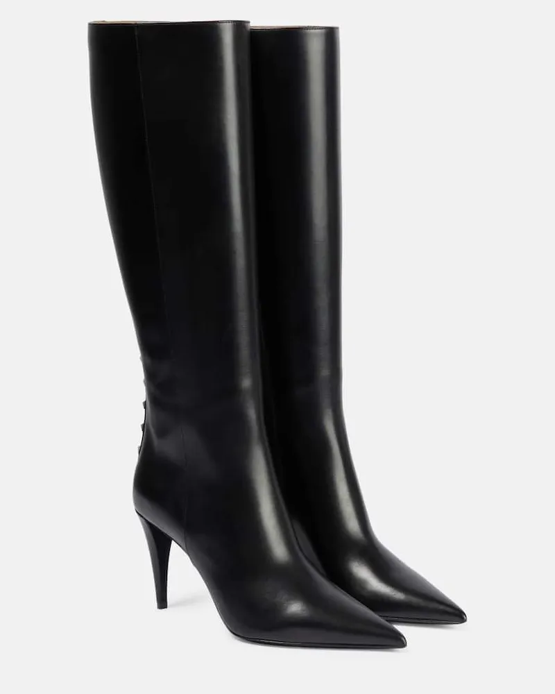 Valentino Garavani Stiefel Rockstud aus Leder Schwarz